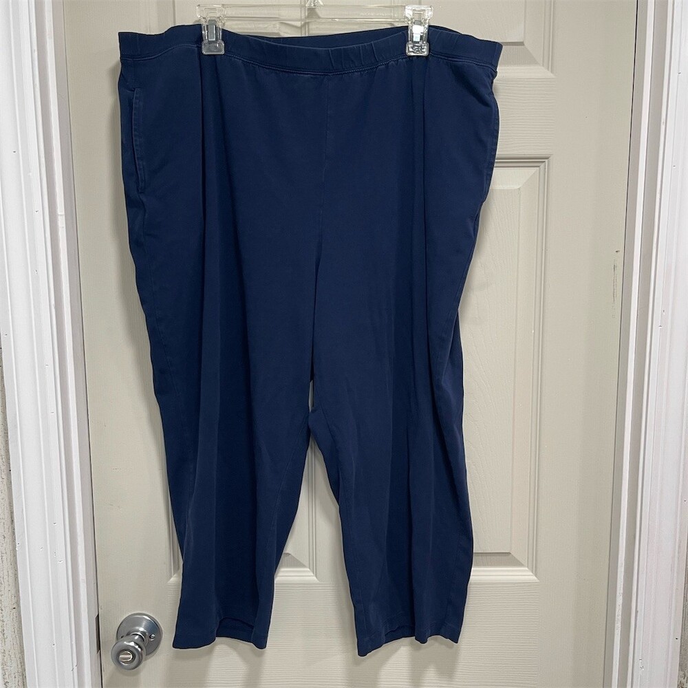 Catherines Suprema Collection Capri Pants Womens Plus 2X Navy Blue sku644